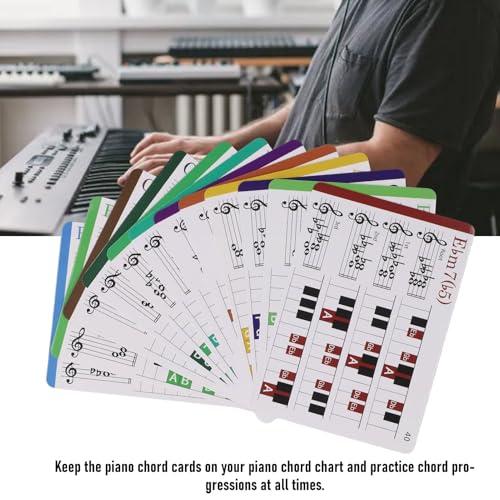Piano Chord Flash Kaarten, Kleur gecodeerde muziek Notitie Kaarten met 100 Chords, Koper blad papier voor beginners 5