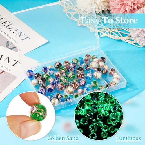 72 st. Ronde met Bloem Lampwerk Kralen Lichtgevende Crackle Glas Crystal kralen Glow in de donkere bedels kralen voor armband ketting oorbellen sieraden maken 4