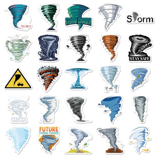 Tornado Stickers voor jongeren en volwassenen, 50 stuks, Tornado vinyl stickerset, auto, motorfiets, fiets, skateboard, snowboard, bagage, laptop, koffer, helm, motorfiets, computer 3