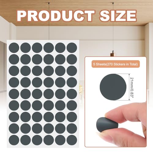 Schroef Hole Stickers, 5 vellen Zelfklevend Waterdicht PVC Hout Grain Sticker voor schroefgaten, wandkasten, Bureau Reparatie, Iron Grey, 21m m