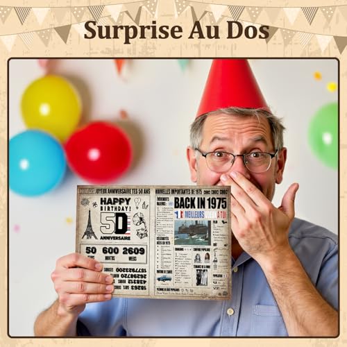 Verjaardagskaart - Vintage Verjaardagsposter, Originele Verjaardagscadeau voor mannen en vrouwen, Envelop, Groetkaart voor mama, papa, vriend, collega, familie, jongens, meisjes, echtgenoot (1975) 5