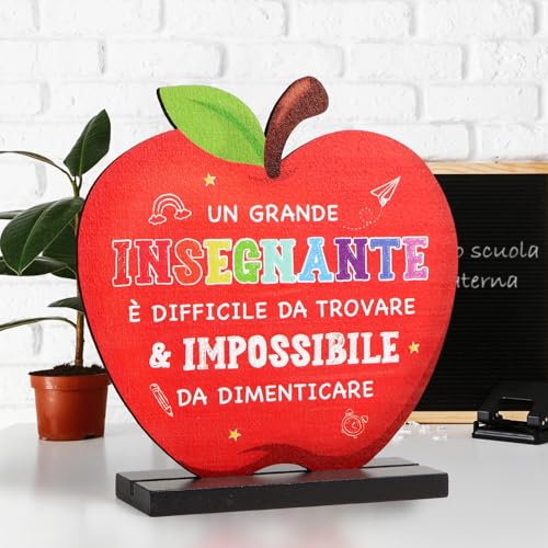 Educator geschenken voor kinderdagverblijf - Un grande insigne è difficile. - Italiaanse houten plank met onderstel - tafeldecoratie voor opvoeders