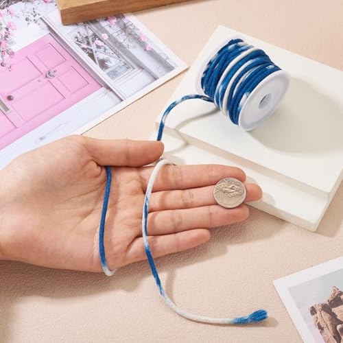 3mm Polyester gevlochten koord Tie- Verf Ronde Touw Segmenten Navy Blue Crafts Cords met Spool voor DIY handgemaakte ambachten Wall Hanger armband 5