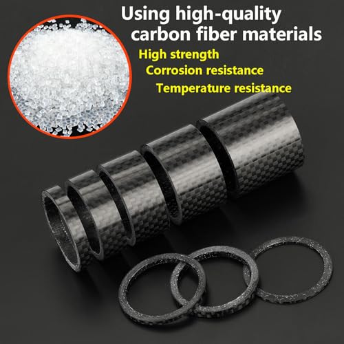 4 stuks fietsheadset Spacers Fiets Stam Spacer zonder draad koolstofvezel 1-1/8 Inch Spacers voor MTB Road Bike Voice, 3mm/5mm/10mm/15mm 3