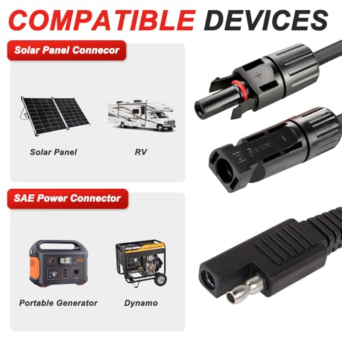 10AWG Solar Panel Cable to SAE Plug, Plug and Bushing Adapter to SAE PV Extension Cable for RV, Solar Panel (2st, 50cm) 4