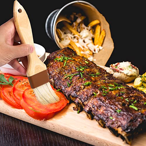 4 Pieces Gebak Penselen, Bakborstel Bristle Brush BBQ Penselen voor Saus BBQ Basting Borstel Keukenborstel voor Olie Ei Spread Marinade Saus (Klein + Medium) 5