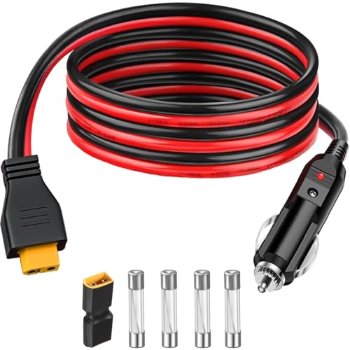 XT60 Bus to Sigaret Lighter Plug Extension Cable, 14 AWG XT60 Car Charging Cable, voor Solar Panel, Portable Power Supply, Chargers (4.9 Feet)