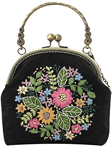 Borduurset voor beginners, vintage handtas, tas, borduurset met patroon en instructies (Engelse taal niet gegarandeerd), bamboe borduurwerk frame en gereedschappen 3