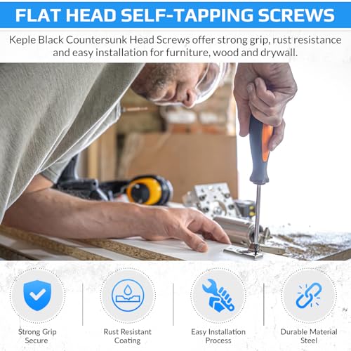 3.8x64mm Zwarte gipsplaten schroeven, Zelftappende Kruiskop met verzonken hoofd, Coarse Thread, Sharp Point, Hout Schroeven met Zwarte Fosfaat afwerking, Schroeven voor gipsplaten op hout (500 st) 4