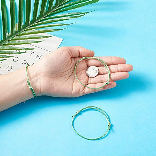 50Pcs Koreaanse Waxed Polyester Cord Armbanden - Verstelbare vriendschap Koord, Handgemaakte Gevlochten Bescherming, Lucky Armbanden voor Vrouwen Meisjes, Licht Groen 5
