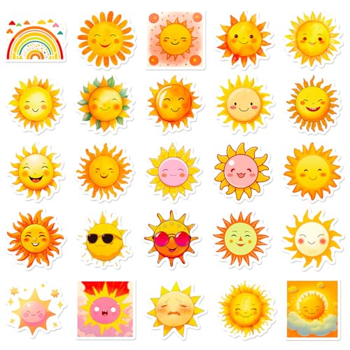 Cartoons Sun Sticker Set Kinderen Tieners 50 Stuks Cartoon Zon Waterdicht Vinyl Stickers Laptop Skateboard Koffer Helm Auto Fiets mobiele telefoon Motorrijwiel Bike Scrapbook Cadeau dagboek Cups 3