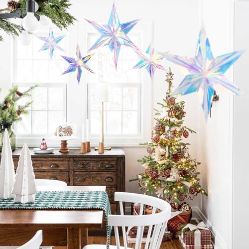 5Stuks iriserende hangen ornamenten novelty decoraties foil ster plafond decoratief voor Festival verjaardag zeemeermin oceaan kerst nieuwjaar feest 4