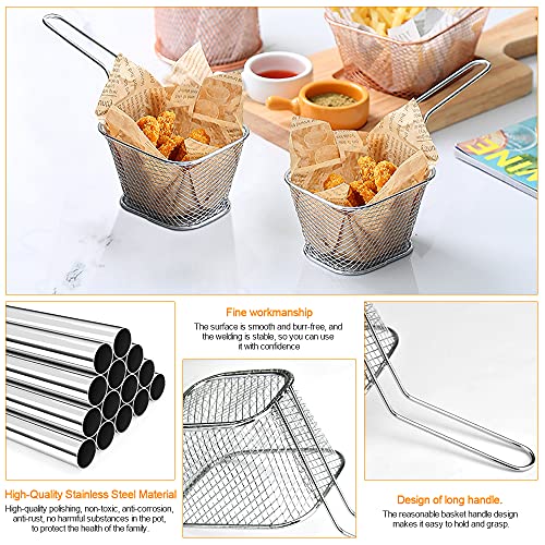8 stuks Deep Frying Mand Klein - Roestvrij staal die mand met handvat voor patat - Fries Grid Mini 3