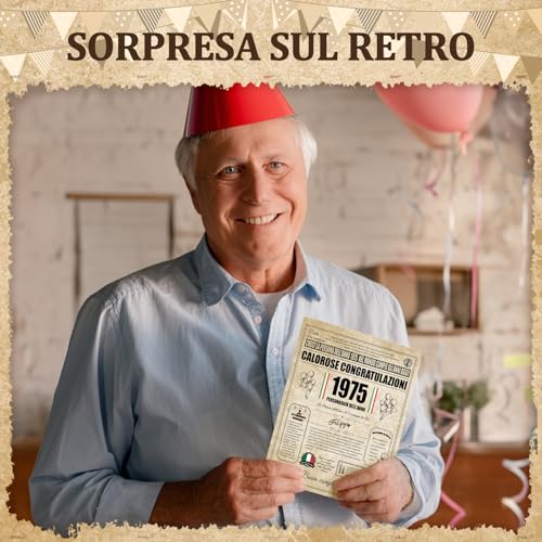Biglietto Auguri Compleanno 50 Anni - Personalizzata Idea Regalo Compleanno Originals for Uomo e Donne, Biglietti di Auguri Vintage with Busta for Mamma, Papà, Amico, Famiglia, Nonno (1975) 5