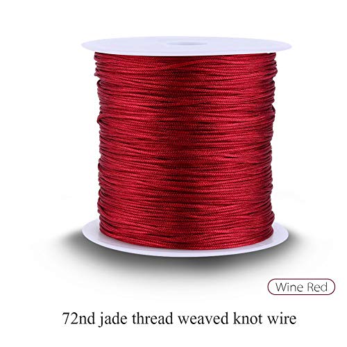 Rode armband String, Cord Rattail Macrame Wire Hilo Nylon 0 String Bourgogne 100M X 0,8mm Nylon Chinese knoop