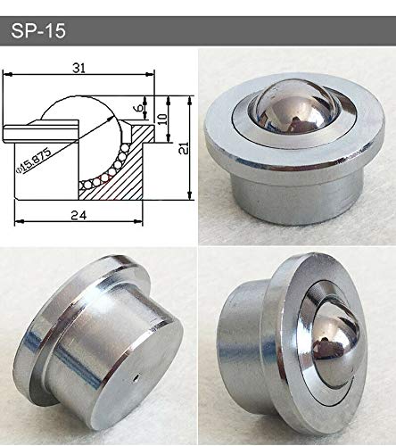 15mm Staalvervoer Ball Sliver Transfer Bearing Unit Roller Wheels Kleine ronde Eye Transport Bal - Verpakking van 1