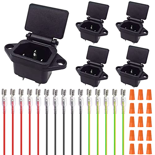 C14 Switch Panel Adapter AC 250V 10A IEC 320 3-Pin Schroef Montage Module, Power Connector met Cover, Split, Quick Split, Wire Caps (Pack van 35)