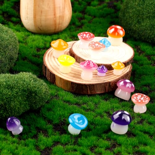 126 st. Lichtgevende Mini Resin paddo figuren, Licht in de donkere kleine paddo Figurine Assorted kleine paddo's voor poppenhuis decoratie sprookjestuin landschap (kleurrijk) 5