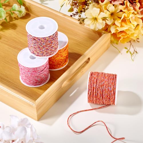 4 Rolls gevlochten katoenen koord oranje rode Macrame Wire 1.2mm Gedraaide kralen String voor ketting Chinese knopen Lanyard Tassel Wind Chime armband Crafting sieraden 3