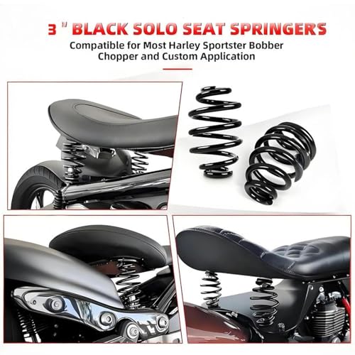 Seat Spring 1 paar 3" stalen solo stoel cilinder veren voor heli bobber motorfiets, Zwart