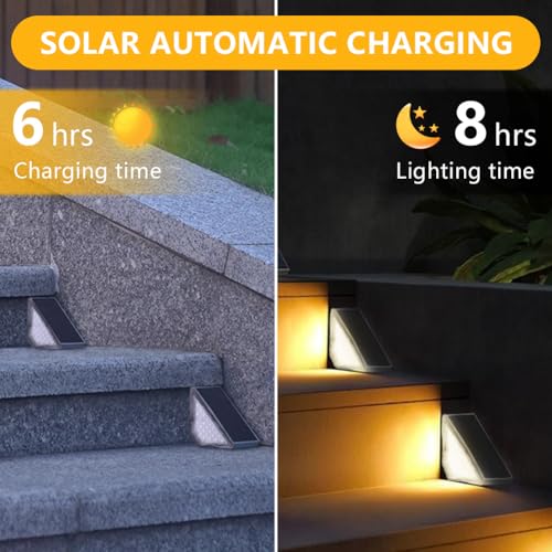6 x LED Solar Lights voor trap, buiten IP67 Waterdichte Solar Lights voor trap, trap, patio, brug, tuin 4