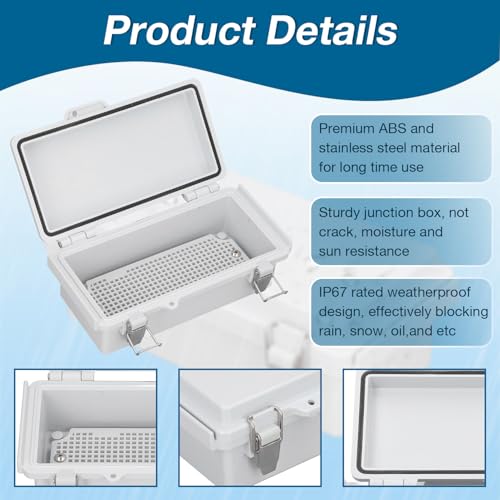 Electronic Junction Box, IP67 Waterdicht, ABS Plastic, Outdoor Junction Box, 100 x 200 x 70 mm, externe elektrische behuizing, universele projectbehuizing 5