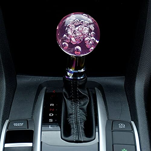 Gear Shift Knob, Universele handmatige automatische Shift Knob, Acryl + Metaal Shifter, Roze Crystal Look, met 3 Thread Adapters