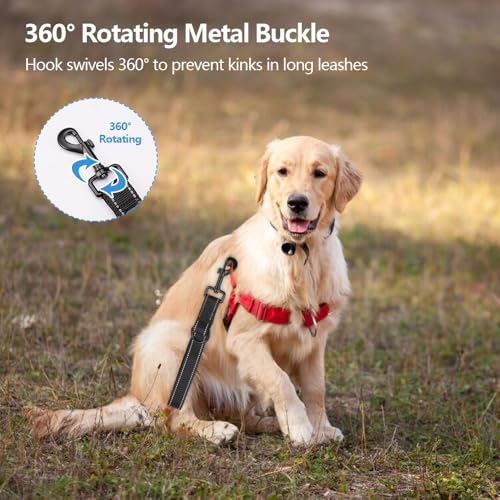 Strong Short Dog Lead, Training Lead voor honden met polslus, D-Carabiner 2,5 cm x 30 cm, Hondenherroeping Lead, Robuuste PVC Lead, Waterproof Recall Lead met metalen haken 4