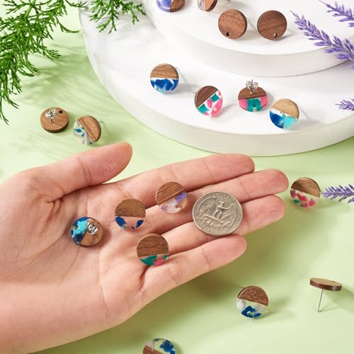 Houten Hars Stud oorbellen Walnut Wood Stud oorbellen voor meisjes vrouw oorbellen 5