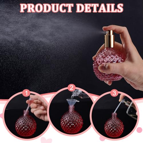8 sets 100 ml lege glazen parfumflessen, retro navulbare parfumspuitflessen kit met trechter drumplomp hoofd lichtvioletrode inrichting reisflessen voor geurvloeistoffen karaffen 3