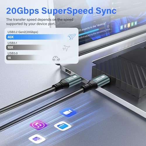 USB C C Coil Cable - 3.2, Type C, 20Gbps, PD 100W, 8K@60Hz, Fast Charging Kabel Opladen van gegevens Kabel voor telefoon, tablet en andere USB-C apparaten - 1,8M (kleur naar S)