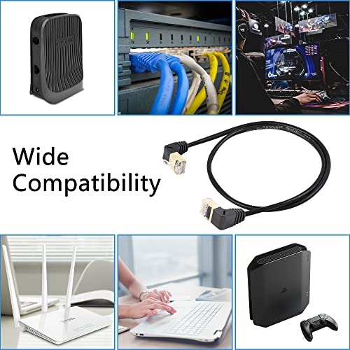 RJ45 Cat8 Ethernetkabel, 90 graden stekker aan plug, Cat8, Fast Network Cable, 40 Gbit/s, 2000 MHz, SFTP Patch Kabel voor Router Modem Server (UP to Down) 5