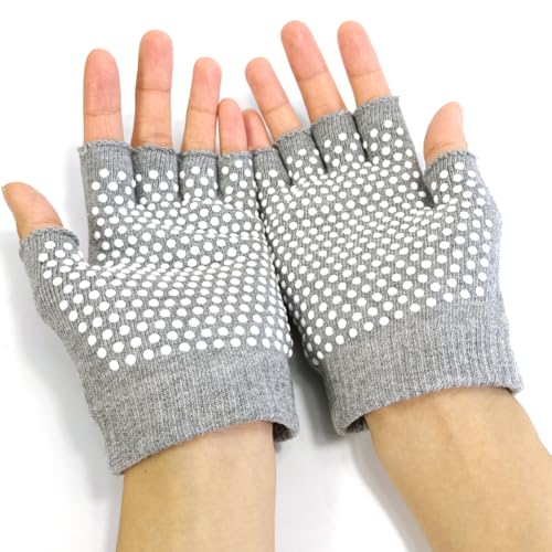 Yogaslee, Pilates Finger Oefenhandschoenen met wit siliconen, maat 36-38, grijs 4