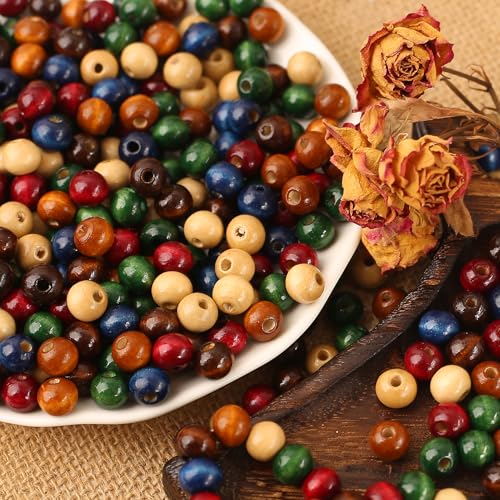 500st Kleurrijke houten kralen 10mm Assorted Macrame Houten Loose Spacer Kralen Natuurlijke kleur Houten kralen geschilderd houten kralen voor sieraden maken armbanden (10mm) 3