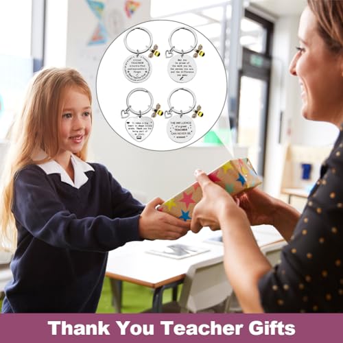 Leraar Geschenken Sleutelhanger 4 Stukken, Betekenisvol Dank U Metalen Sleutelhangers voor Vrouwen Mannen, Instructeur Professor Coach 5
