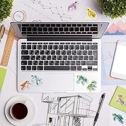 Sea Turtles Sticker Set voor tieners en volwassenen 50 stuks zeeschildpadden Waterdichte Vinyl Stickers Automotor Fiets Skateboard Snowboard Bagage Laptop Kofferhelm 4