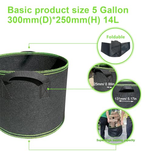 3 Pak Outdoor Plant Bags, Tomato Plant Bags, 14L Plant Bags, Potato Plant Bags met handvat voor planten, Groenten, Bloemen