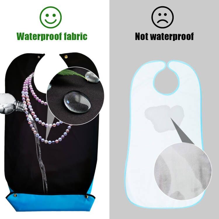 Adult Bibs voor Ouderen Wasbaar, 2 Pack Waterproof en Herbruikbare Adult Bibs voor het eten van Adult Bibs voor Vrouwen, Kerstdiner,, Black 3
