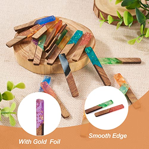 20st/10 paar Hars Walnut Houten Hangers Rechthoekige Charm met Gold Foil Patchwork Hangers voor DIY Ketting oorbellen hangen sieraden maken 5