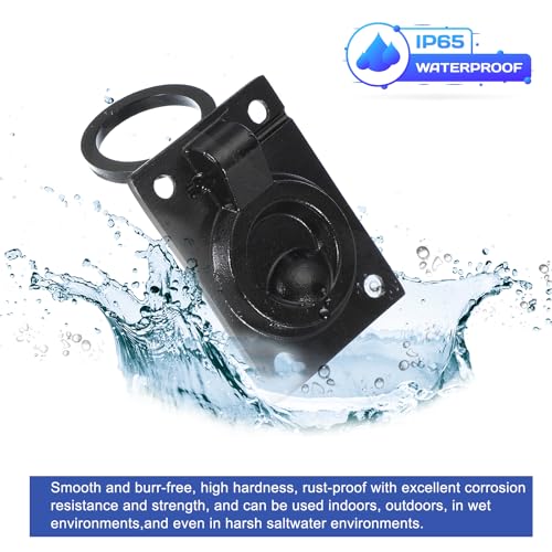 2-1/2"-1-3/4" Flush Pull Ring handgrepen, 316 Roestvrij staal Vierkante inbouwdeur Pull Hidden Boat Hatch Latch met schroef voor Marine Yacht Meubilair, Zwart 4