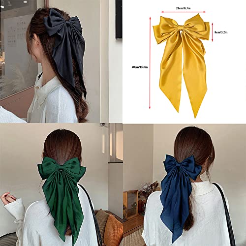 Grote haarclip 16 inch lange elegante stof haar Bow Clip haarclip haarclip haar accessoires voor vrouwen meisjes dikke haren Dun haar blauw