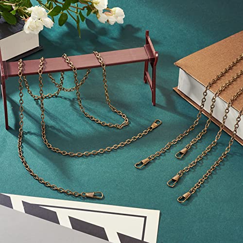 10 stuks tas riem kettingen 120cm Ijzer Flat Kabel Ketting Vervanging handtas kettingen riemen met metalen sluitingen voor Crossbody Schouder Bag Purse Clutch, Antiek Brons 4