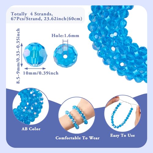 268 st. Blue Facet Glazen Kralen Crystal Kralen Bulk 10mm Kralen Ronde Facet Kralen Cuentas De Cristal armband Kralen Spacer Kralen Losse Kralen voor sieraden maken DIY 5