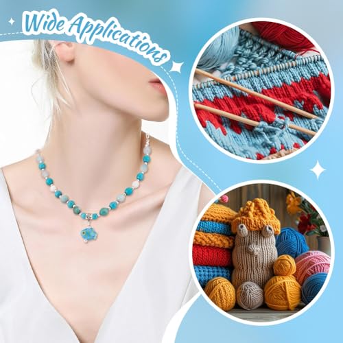 5Stuks 5 Styles Porselein Stitch Markers, Blue Series Breien Sloting Hook Stitch Markering met Leverback oorbellen voor het breien haak Quilting sieraden maken 5