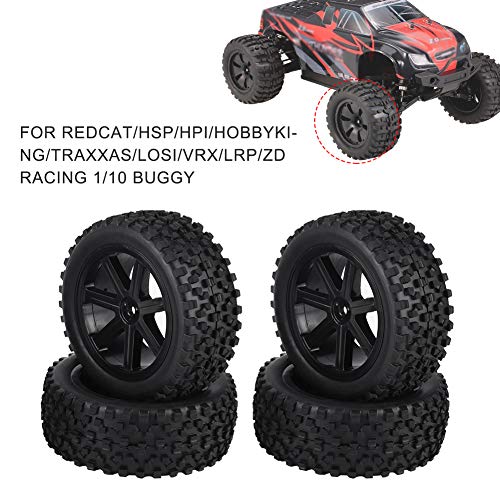1/10 RC Truck Rubber Band Wiel aluminium velgen & zwart vierkant patroon Rubber banden Banden 4 stuks(zwart)