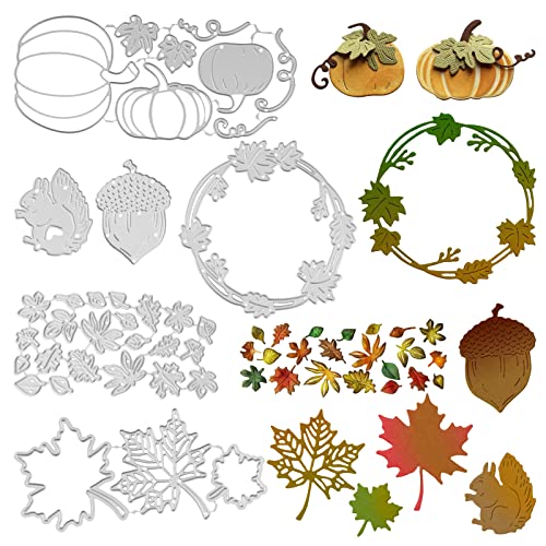 6 Sets Die Shapes bladeren stencil snijden herfst Thanksgiving Halloween laat pompoen pine kegels eekhoorns voor scrapbooking partij decoratie herfst Halloween DIY