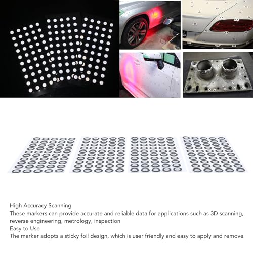 500Scs 3D Scan Markers, 6.0Mm ID 10Mm OD voor 3D-scanner, nauwkeurig scannen, met Clear Reflective Film voor Positioning Target voor 3D-scanner