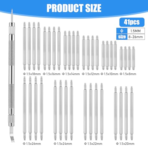 Watch Band Repair Tool Kit, 1st 5,31 Inch roestvrij staal Watch Pin Removal Tool met 40st Spring Bars (8mm-26mm), Horlogeband Vervanging Kit voor Watch Band Verwijdering, Link aanpassing, Reparatie