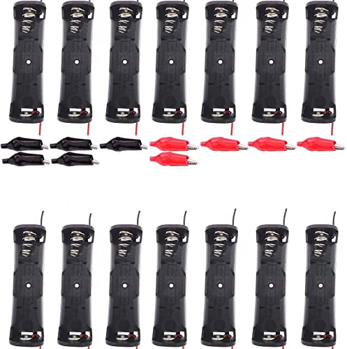 14 st 18650 Batterijhouder, 3.7V Batterijhouder geval, Plastic Batterijhouder, met draad lood Batterijhouder, (zwart) +10st Metalen isolatie clip batterij krokodillenklem klemmen