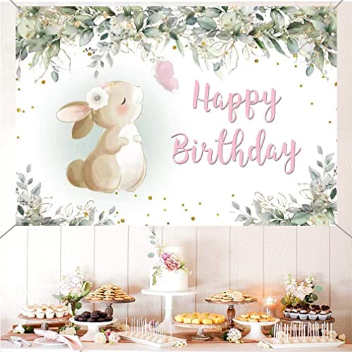 Verjaardag Decoraties voor Meisje, Stof Tekenposter Konijn Achtergrond Banner Meisje 1e 2e 3e 4e 5e Verjaardag Partij Levert Foto Achtergrond Welkom Teken, 150cmx90cm 3